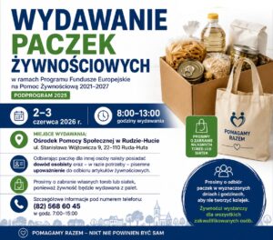 Miniaturka artykułu Wydawanie paczek żywnościowych – czerwiec 2026